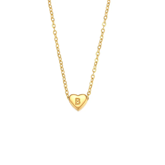 Inicial B 18K Gold Plated Stainless Steel Necklace- Dorado