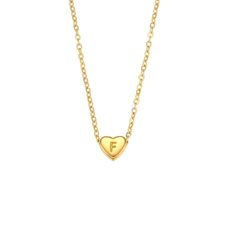 Inicial F 18K Gold Plated Stainless Steel Necklace- Dorado