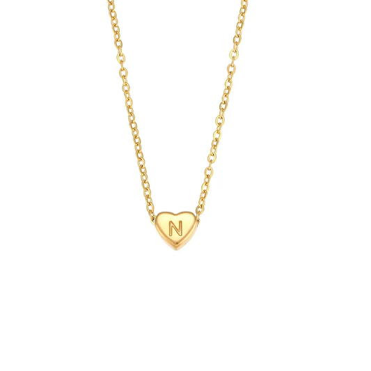 Inicial N 18K Gold Plated Stainless Steel Necklace- Dorado