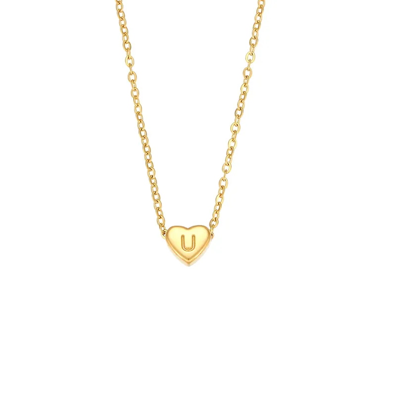 Inicial U 18K Gold Plated Stainless Steel Necklace- Dorado