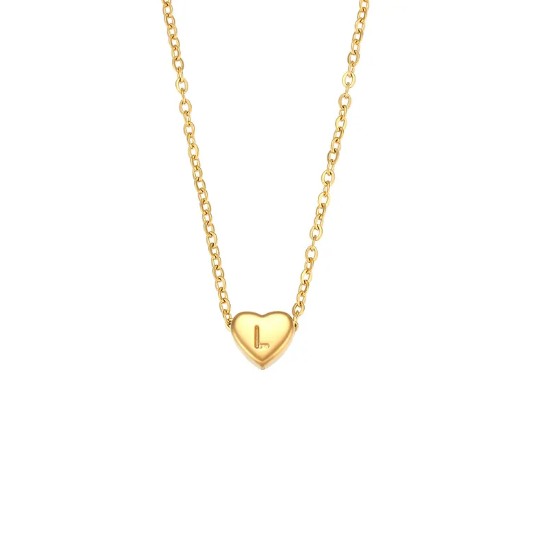 Inicial L 18K Gold Plated Stainless Steel Necklace- Dorado